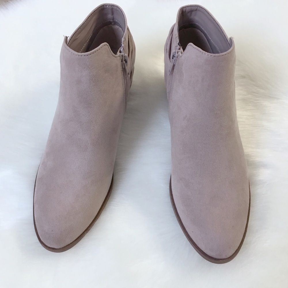 Taupe Pointed Toe Ankle Booties Braided Back - Picture 7 of 8